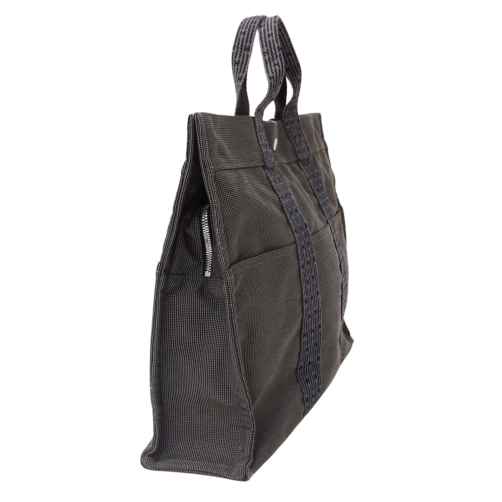 HERMES エルメス トートバッグ エールライン トートMM ブラック キャンバス レディース 【中古】