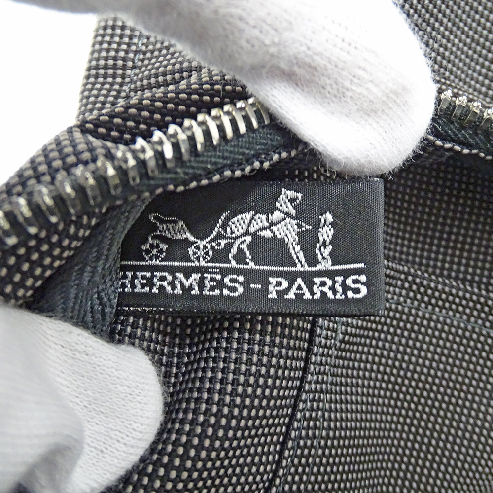 HERMES エルメス トートバッグ エールライン トートMM ブラック キャンバス レディース 【中古】