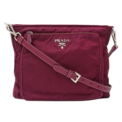 PRADA プラダ ショルダーバッグ ボルドー パープル ナイロン レディース 【中古】