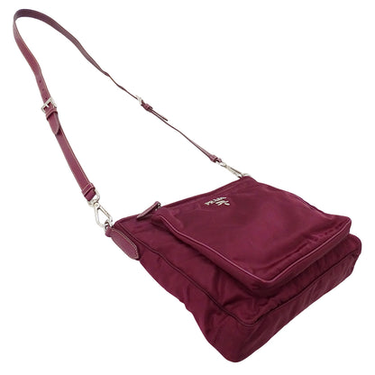 PRADA プラダ ショルダーバッグ ボルドー パープル ナイロン レディース 【中古】
