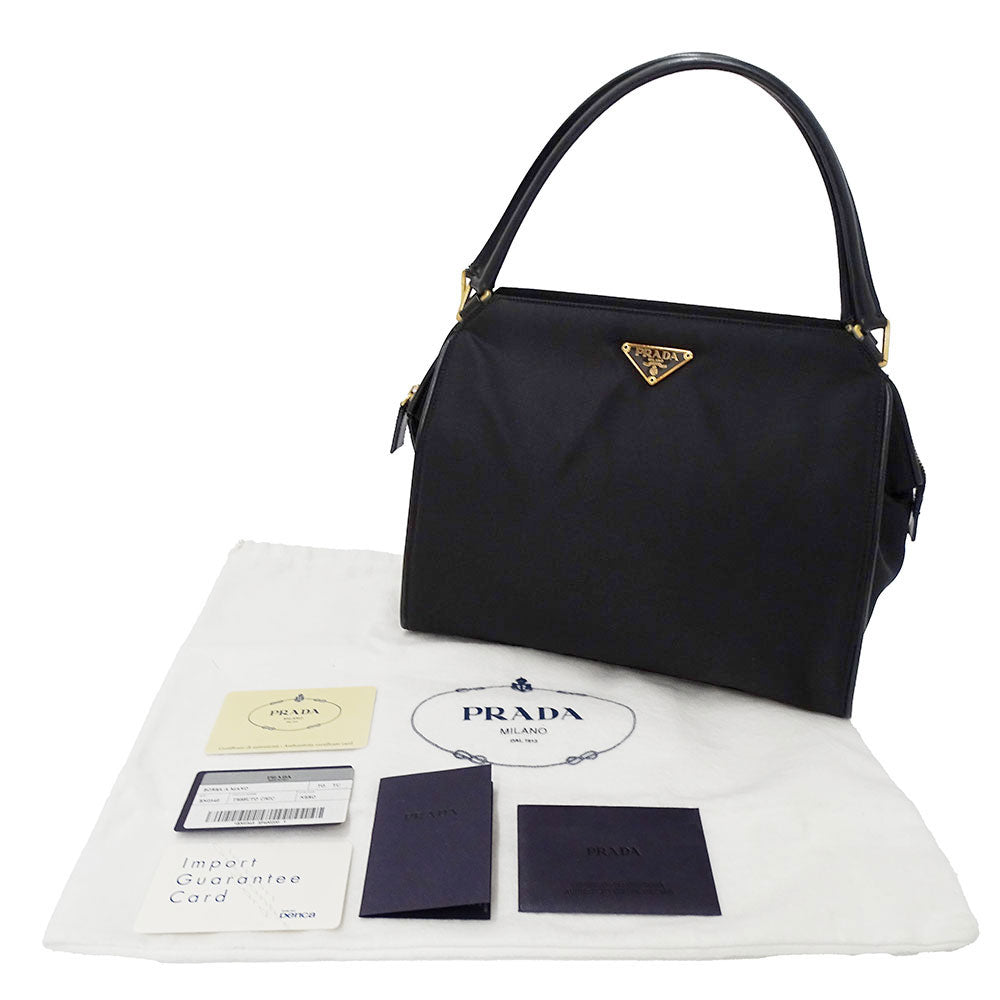 PRADA プラダ ハンドバッグ ブラック ナイロン レディース 【中古】