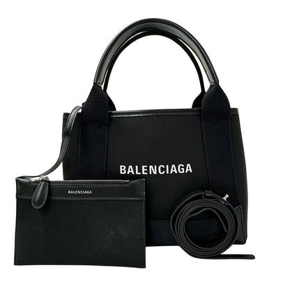 BALENCIAGA バレンシアガ ネイビーカバス XS ハンドバッグ ブラック キャンバス レディース 【中古】