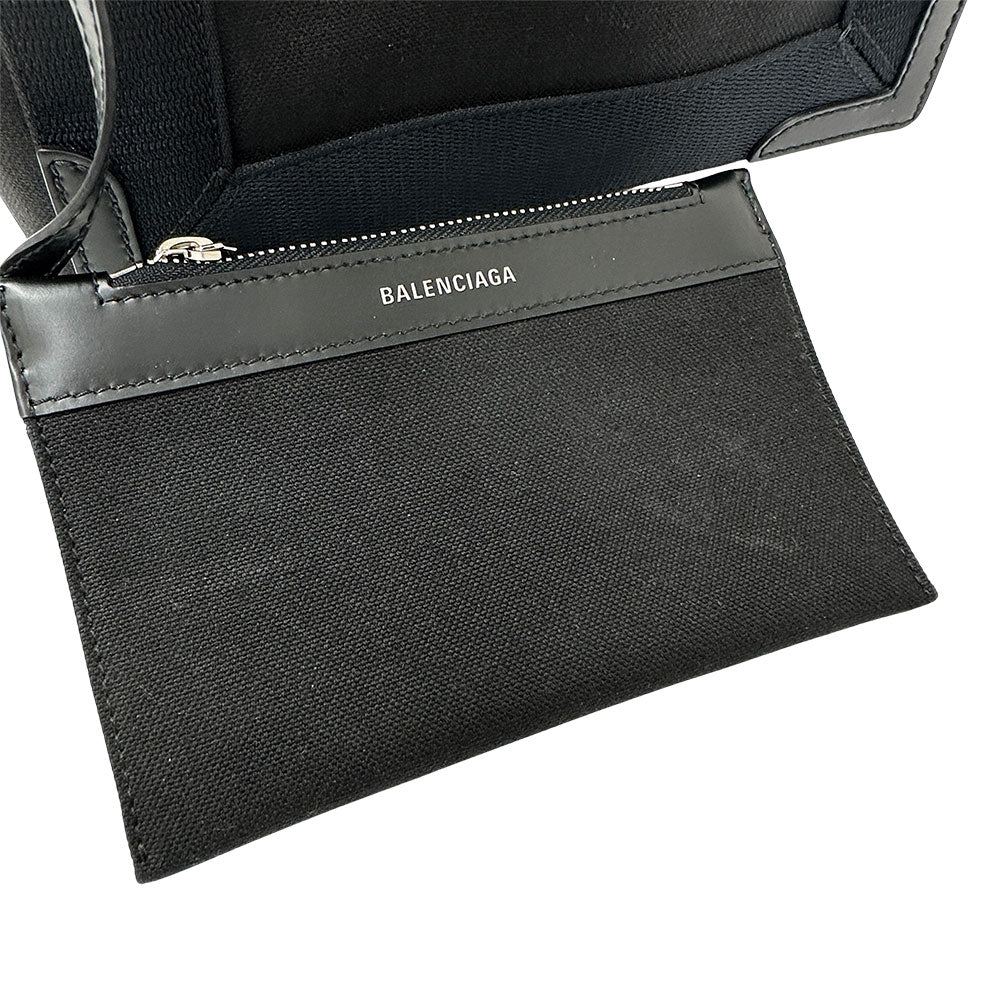 BALENCIAGA バレンシアガ ネイビーカバス XS ハンドバッグ ブラック キャンバス レディース 【中古】