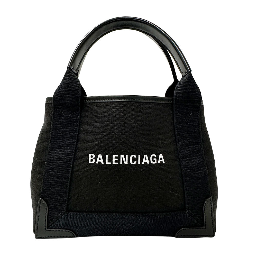 BALENCIAGA バレンシアガ ネイビーカバス XS ハンドバッグ ブラック キャンバス レディース 【中古】