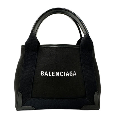 BALENCIAGA バレンシアガ ネイビーカバス XS ハンドバッグ ブラック キャンバス レディース 【中古】