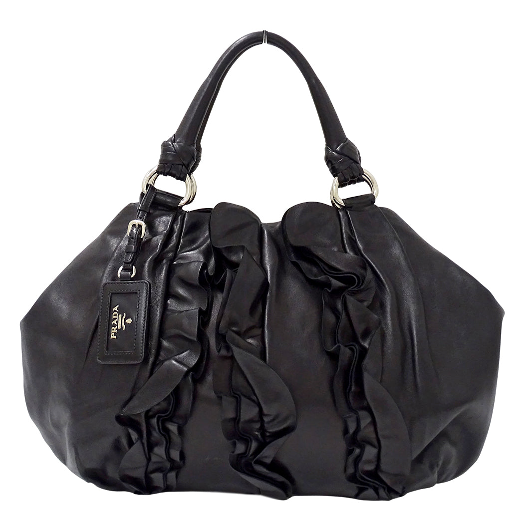PRADA プラダ ハンドバッグ ブラック BR4065 レザー レディース 【中古】