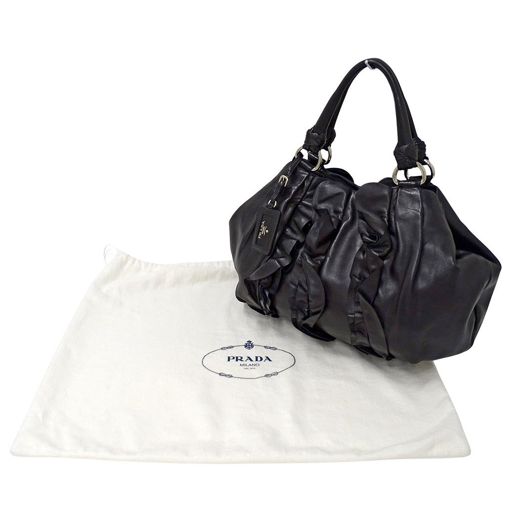 PRADA プラダ ハンドバッグ ブラック BR4065 レザー レディース 【中古】