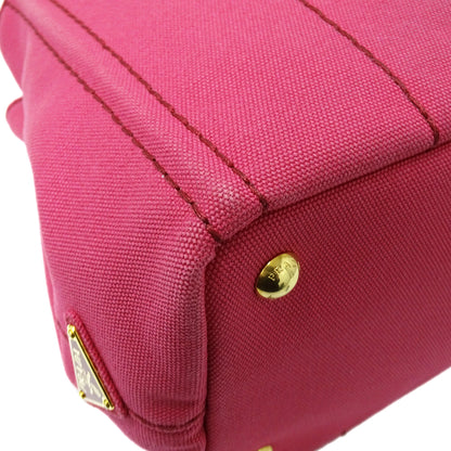 PRADA プラダ カナパ ミニ トートバッグ ピンク 1BG439 キャンバス レディース 【中古】