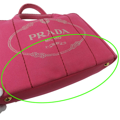 PRADA プラダ カナパ ミニ トートバッグ ピンク 1BG439 キャンバス レディース 【中古】