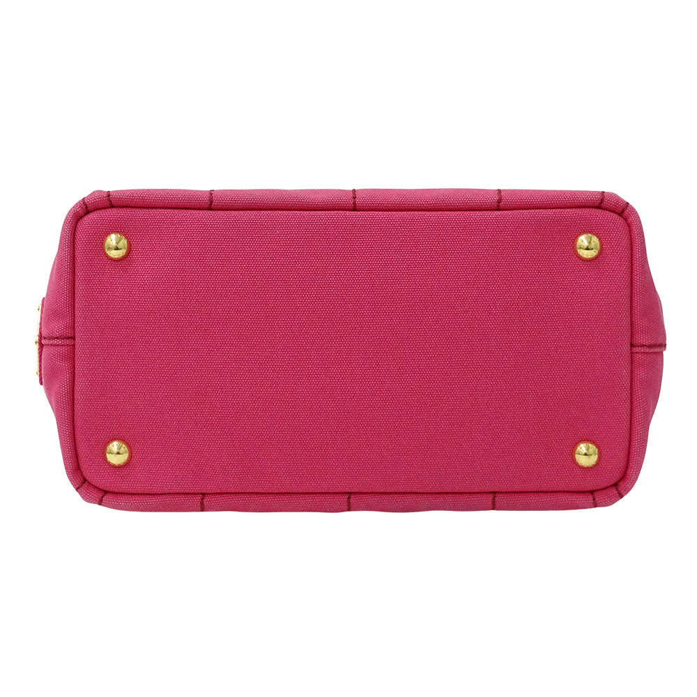 PRADA プラダ カナパ ミニ トートバッグ ピンク 1BG439 キャンバス レディース 【中古】