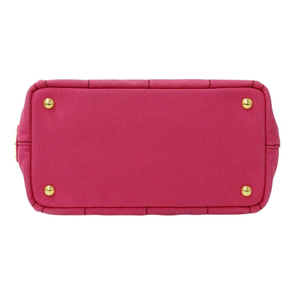 PRADA プラダ カナパ ミニ トートバッグ ピンク 1BG439 キャンバス レディース 【中古】