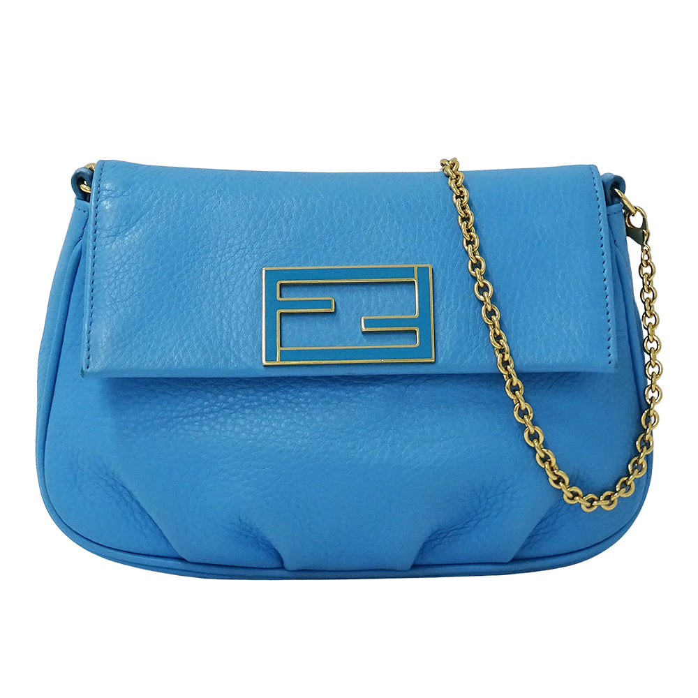 FENDI フェンディ ショルダーバッグ ライトブルー 8M0276 レザー レディース 【中古】