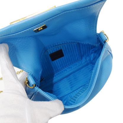 FENDI フェンディ ショルダーバッグ ライトブルー 8M0276 レザー レディース 【中古】