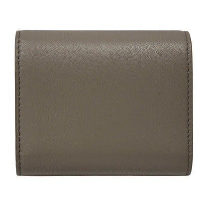 CELINE セリーヌ 二つ折り財布 トリオンフ グレー ゴールド レザー レディース 【中古】