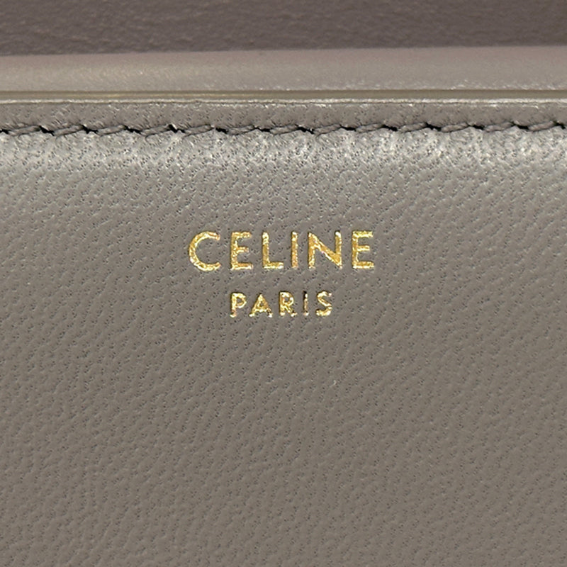 CELINE セリーヌ 二つ折り財布 トリオンフ グレー ゴールド レザー レディース 【中古】