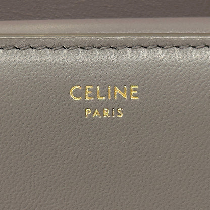CELINE セリーヌ 二つ折り財布 トリオンフ グレー ゴールド レザー レディース 【中古】