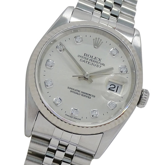 ROLEX ロレックス デイトジャスト 16234G W番 メンズ 腕時計 自動巻き AT SS WG ダイヤモンド 磨き済み【中古】