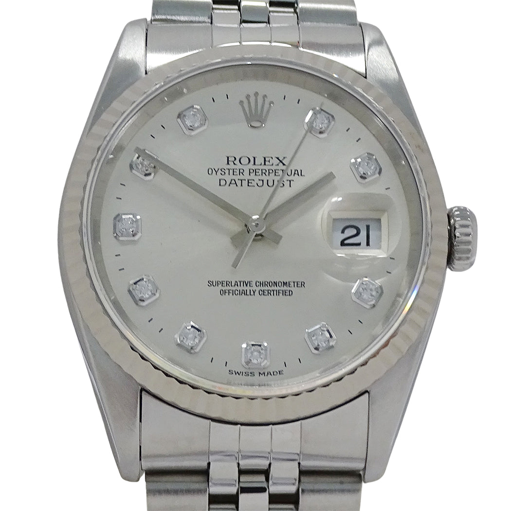 ROLEX ロレックス デイトジャスト 16234G W番 メンズ 腕時計 自動巻き AT SS WG ダイヤモンド 磨き済み【中古】