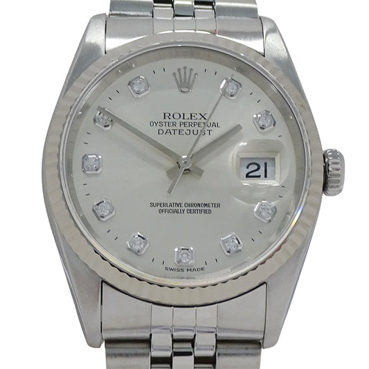 ROLEX ロレックス デイトジャスト 16234G W番 メンズ 腕時計 自動巻き AT SS WG ダイヤモンド 磨き済み【中古】