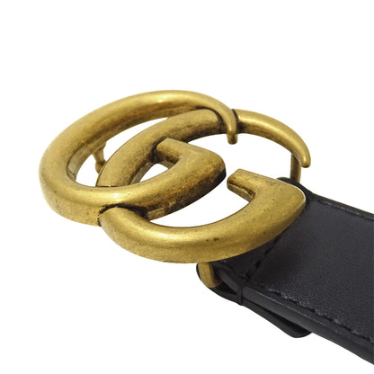 GUCCI グッチ ダブルG ベルト GGマーモント ブラック ゴールド金具 414516 レザー メンズ 【中古】