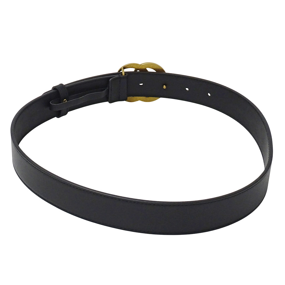GUCCI グッチ ダブルG ベルト GGマーモント ブラック ゴールド金具 414516 レザー メンズ 【中古】
