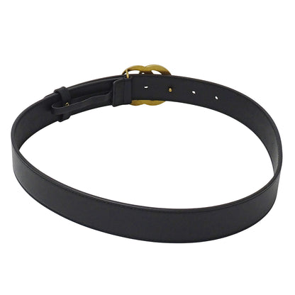 GUCCI グッチ ダブルG ベルト GGマーモント ブラック ゴールド金具 414516 レザー メンズ 【中古】