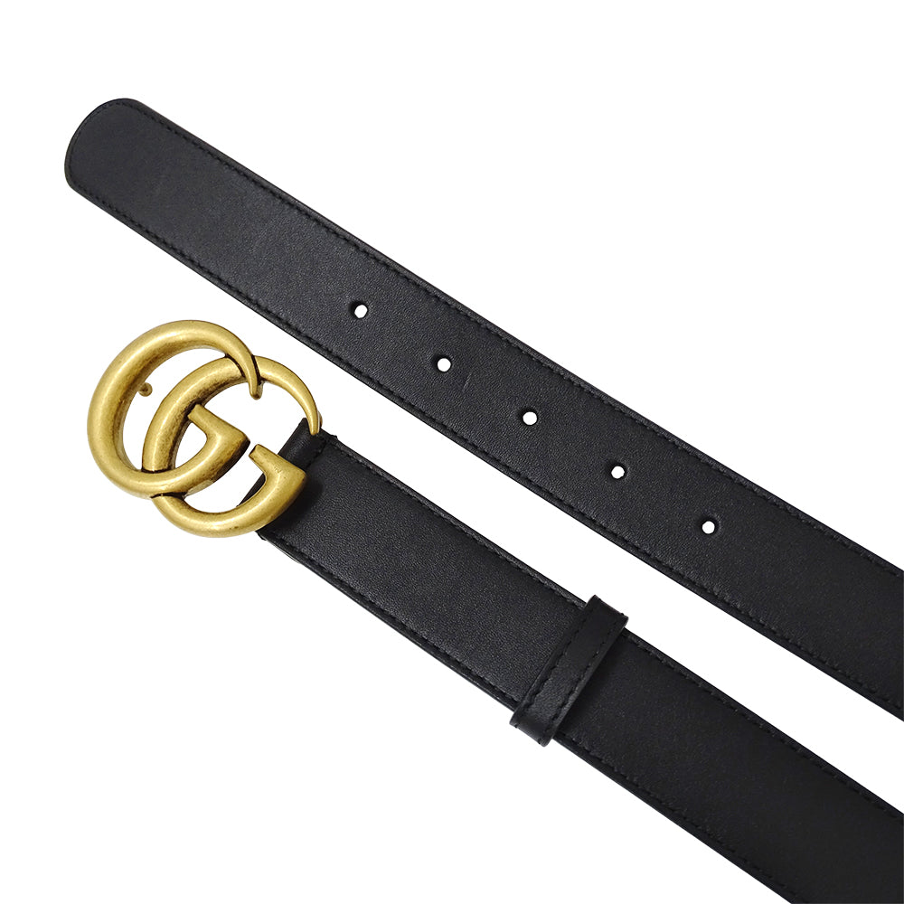 GUCCI グッチ ダブルG ベルト GGマーモント ブラック ゴールド金具 414516 レザー メンズ 【中古】