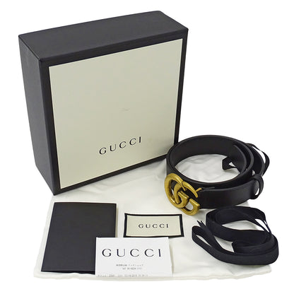 GUCCI グッチ ダブルG ベルト GGマーモント ブラック ゴールド金具 414516 レザー メンズ 【中古】