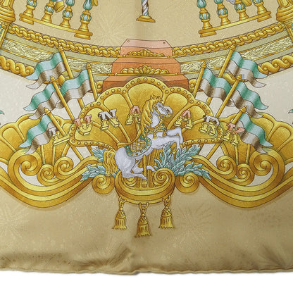 HERMES エルメス LUNA PARK 遊園地 スカーフ カレ 90 ベージュ シルク レディース 【中古】