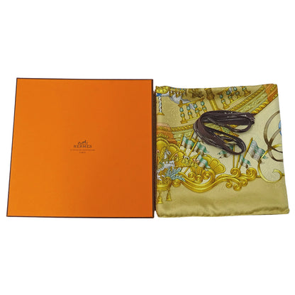 HERMES エルメス LUNA PARK 遊園地 スカーフ カレ 90 ベージュ シルク レディース 【中古】
