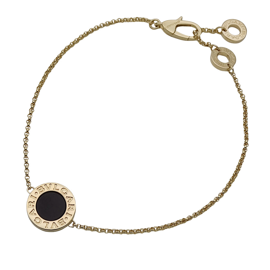 BVLGARI ブルガリ ブルガリブルガリ ブレスレット 750YG オニキス ゴールド SM レディース 磨き済み 【中古】
