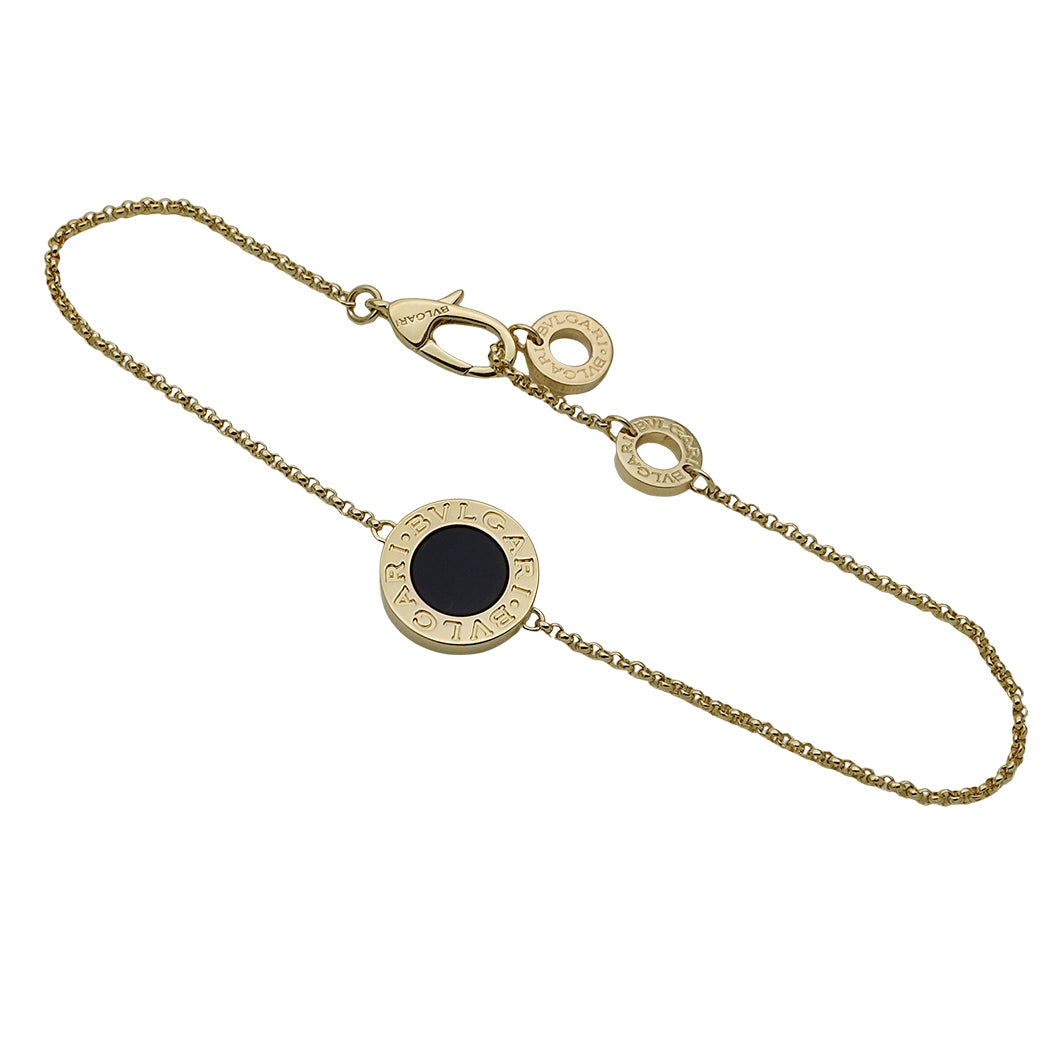 BVLGARI ブルガリ ブルガリブルガリ ブレスレット 750YG オニキス ゴールド SM レディース 磨き済み 【中古】
