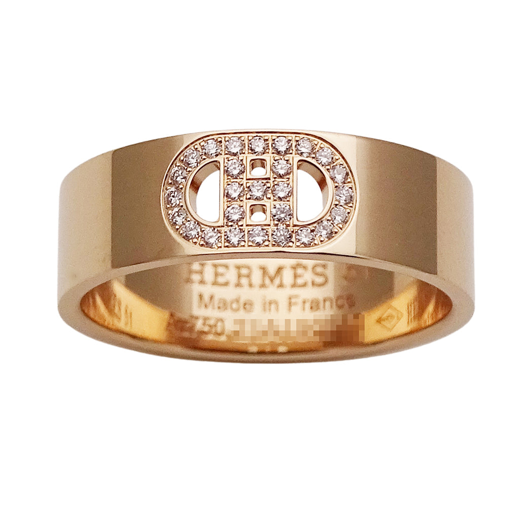 HERMES エルメス H・ダンクル PM リング 指輪 750PG ピンクゴールド #51 約11号 レディース 磨き済み【中古】