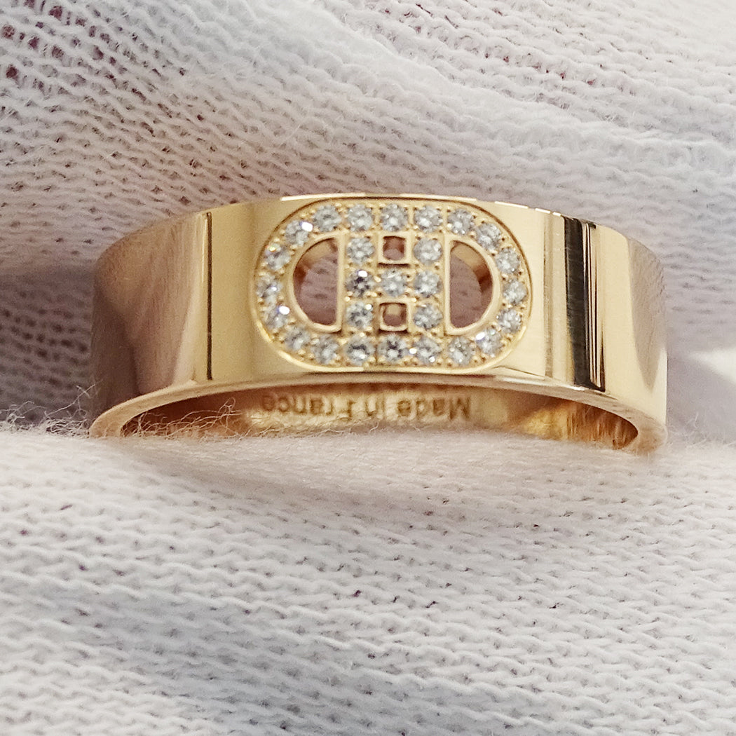 HERMES エルメス H・ダンクル PM リング 指輪 750PG ピンクゴールド #51 約11号 レディース 磨き済み【中古】