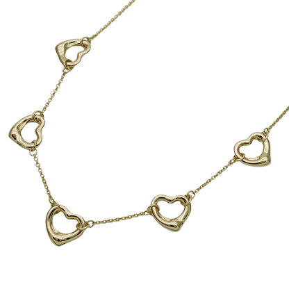 TIFFANY&Co. ティファニー エルサペレッティ オープンハート 5P ネックレス 750YG ゴールド レディース 磨き済み【中古】