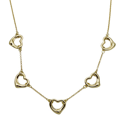 TIFFANY&Co. ティファニー エルサペレッティ オープンハート 5P ネックレス 750YG ゴールド レディース 磨き済み【中古】