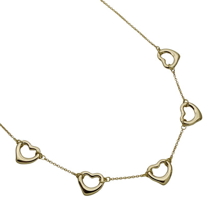 TIFFANY&Co. ティファニー エルサペレッティ オープンハート 5P ネックレス 750YG ゴールド レディース 磨き済み【中古】