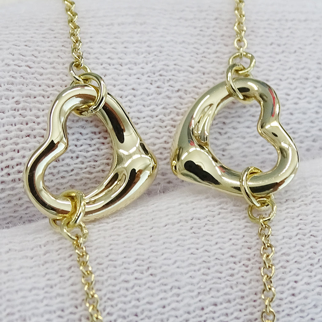 TIFFANY&Co. ティファニー エルサペレッティ オープンハート 5P ネックレス 750YG ゴールド レディース 磨き済み【中古】