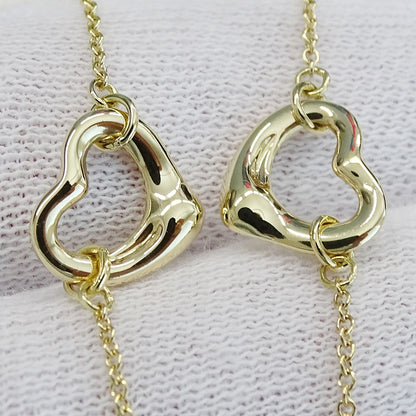 TIFFANY&Co. ティファニー エルサペレッティ オープンハート 5P ネックレス 750YG ゴールド レディース 磨き済み【中古】