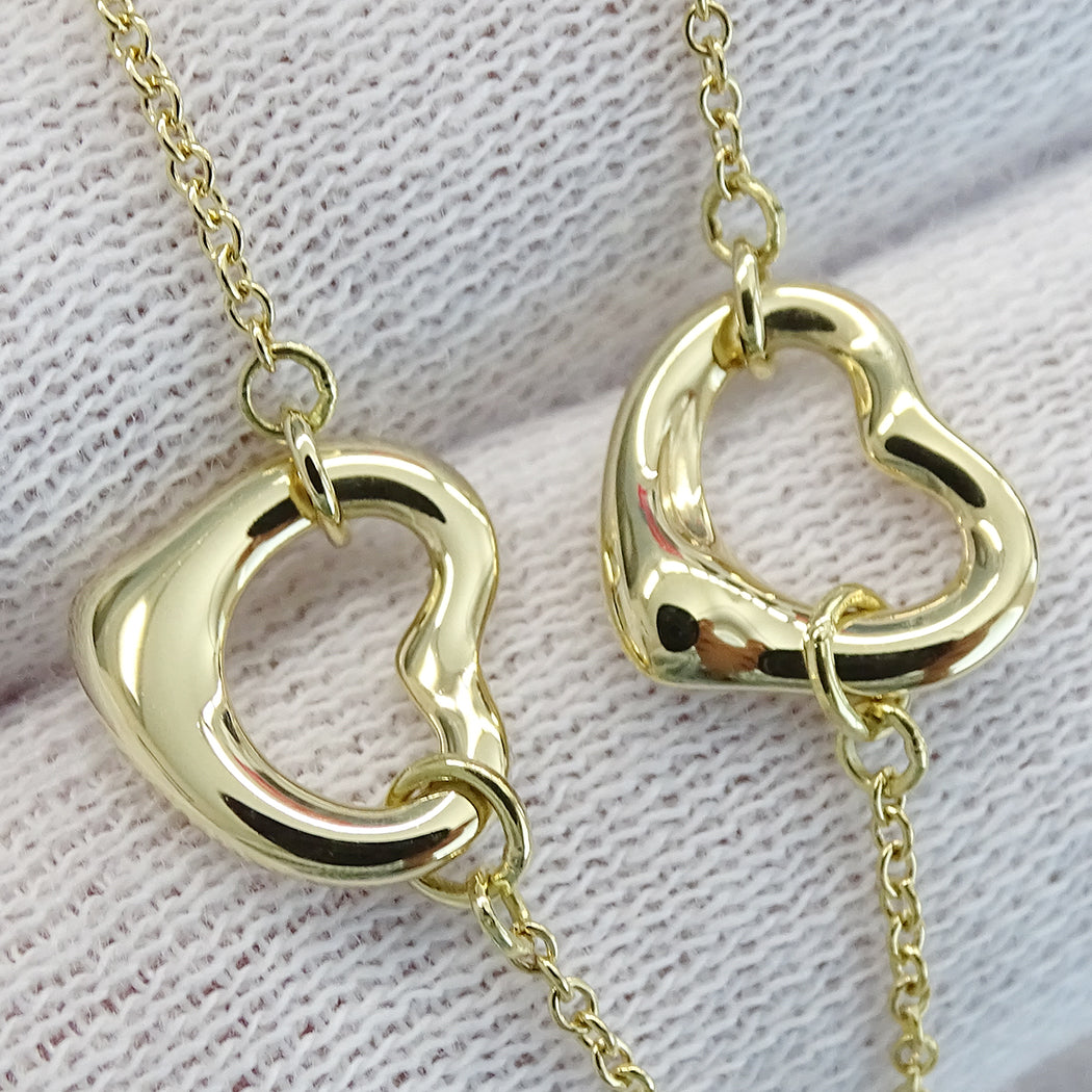 TIFFANY&Co. ティファニー エルサペレッティ オープンハート 5P ネックレス 750YG ゴールド レディース 磨き済み【中古】