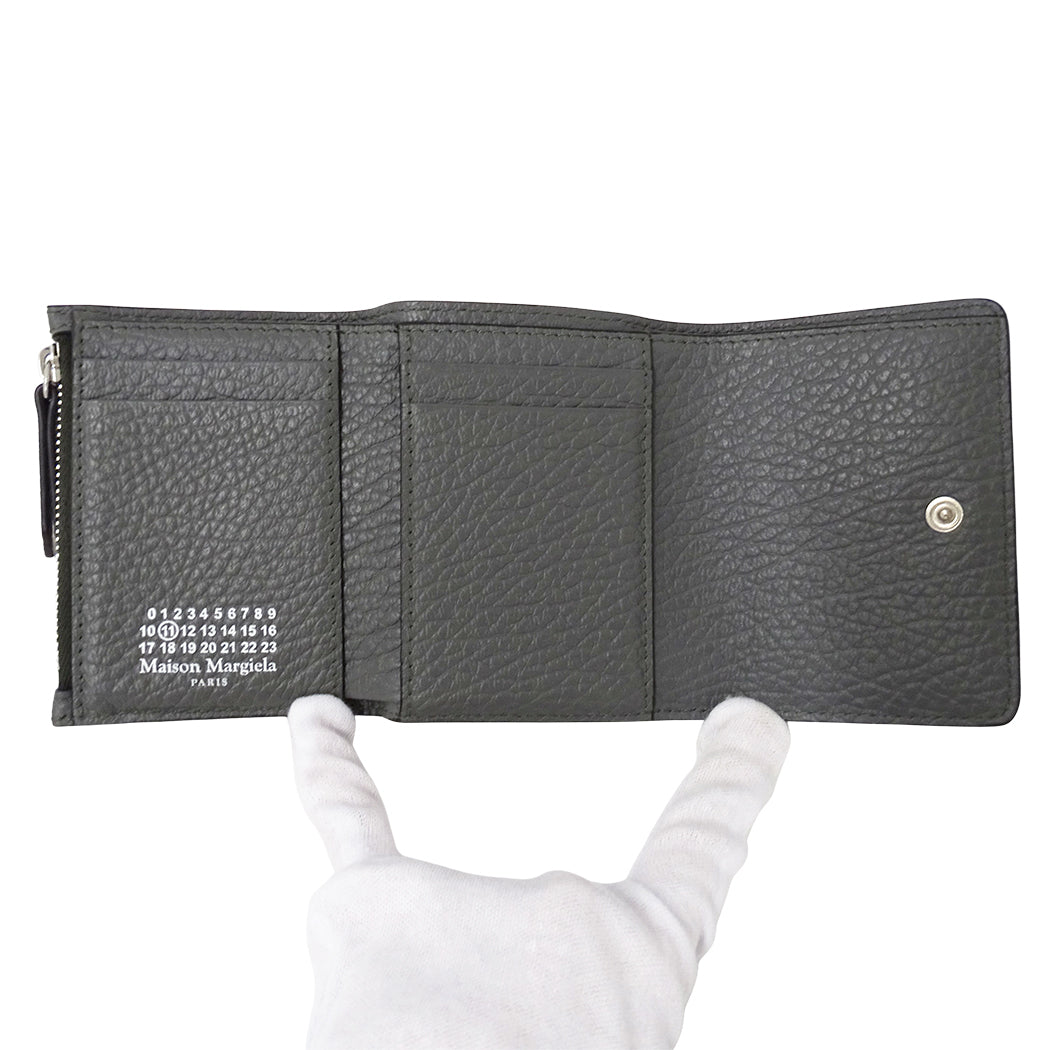 Maison Margiela メゾン マルジェラ 三つ折り財布 4ステッチ グレー レザー レディース メンズ 【中古】