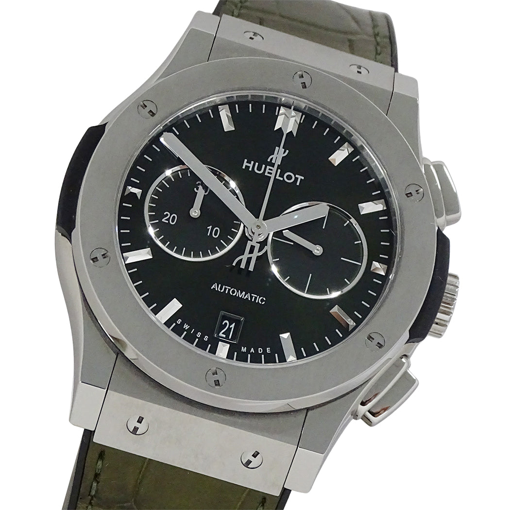 HUBLOT ウブロ クラシックフュージョン 541.NX.8970.LR メンズ 腕時計 クロノグラフ 自動巻き チタン ラバー グリーン【中古】
