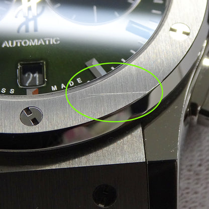 HUBLOT ウブロ クラシックフュージョン 541.NX.8970.LR メンズ 腕時計 クロノグラフ 自動巻き チタン ラバー グリーン【中古】