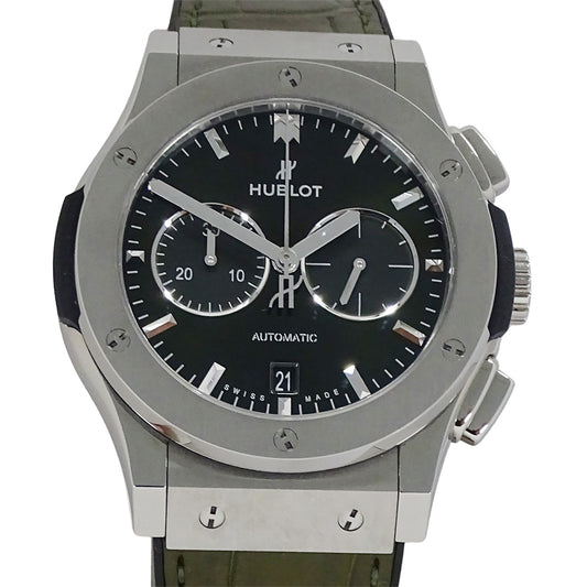 HUBLOT ウブロ クラシックフュージョン 541.NX.8970.LR メンズ 腕時計 クロノグラフ 自動巻き チタン ラバー グリーン【中古】