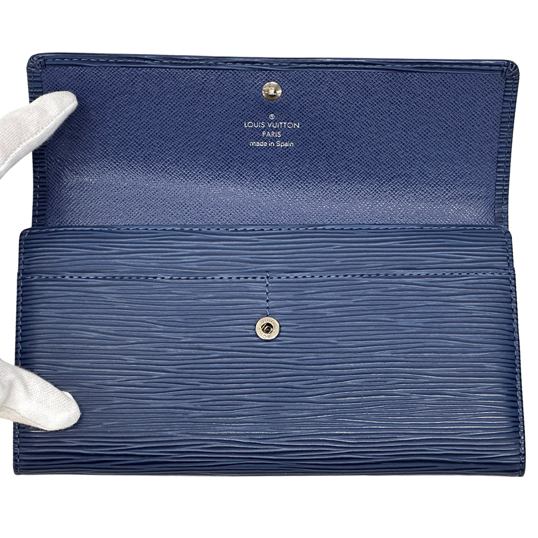 LOUIS VUITTON ルイ・ヴィトン ポルモネ・クレディ 長財布 エピ ミルティーユ ブルー M63575 レディース メンズ 【中古】