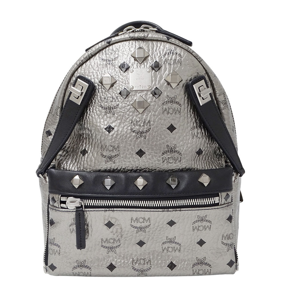 エム・シー・エム MCM デュアルスターク バックパック リュック ヴィセトス シルバー ブラック レディース 【中古】