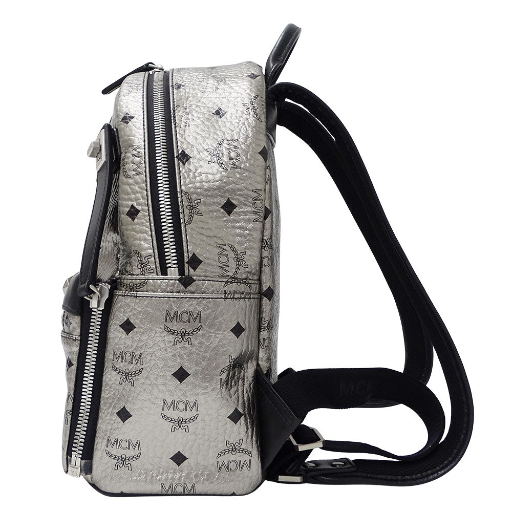 エム・シー・エム MCM デュアルスターク バックパック リュック ヴィセトス シルバー ブラック レディース 【中古】