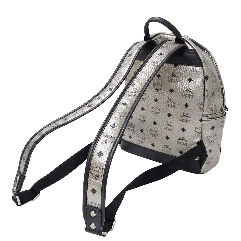 エム・シー・エム MCM デュアルスターク バックパック リュック ヴィセトス シルバー ブラック レディース 【中古】