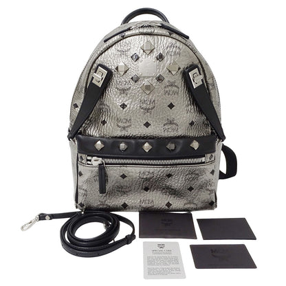 エム・シー・エム MCM デュアルスターク バックパック リュック ヴィセトス シルバー ブラック レディース 【中古】