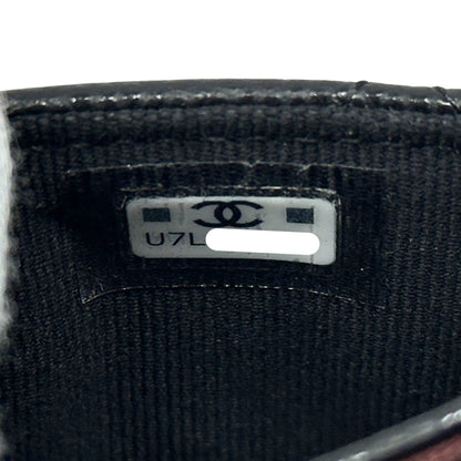 CHANEL シャネル カードケース マトラッセ ブラック シルバー金具 キャビアスキン レディース 【中古】